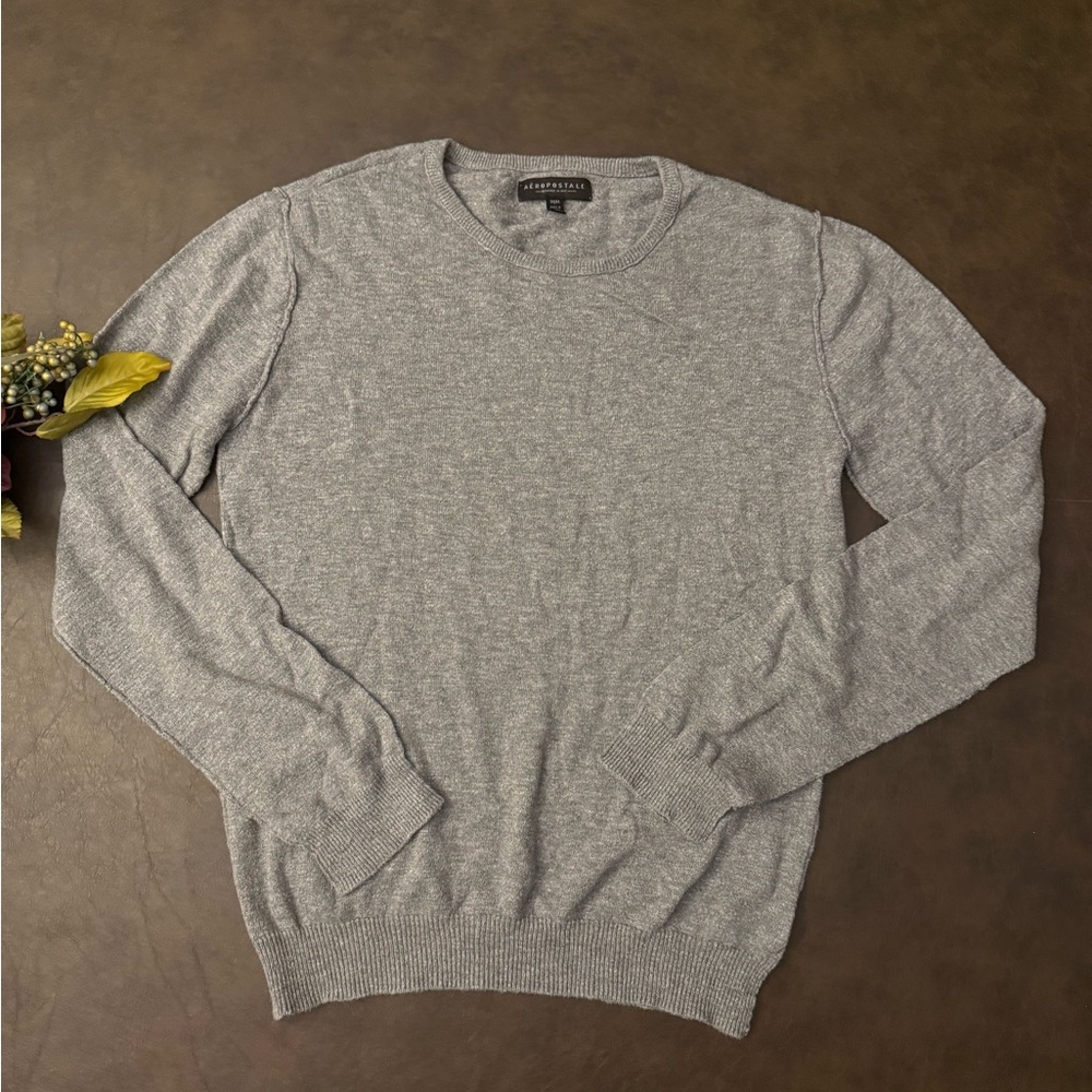 2015 Aéropostale Grey Lightweight Cotton Sweater, Size: Medium (M)